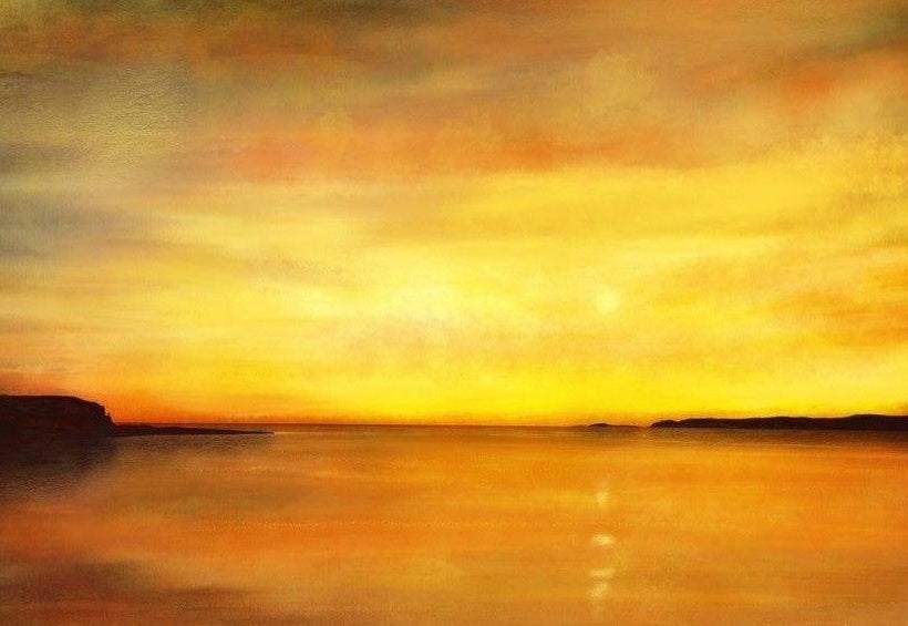 King's Cave Sunset Arran Scottish Landscape Painting
