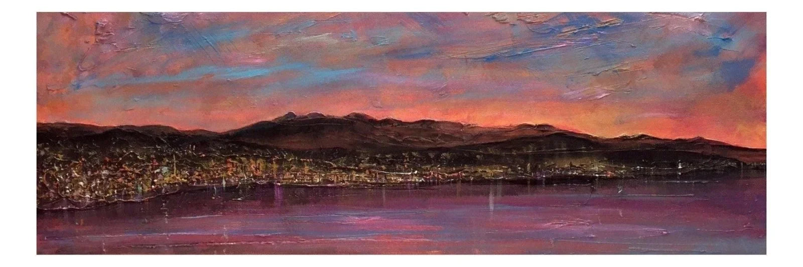 La Spezia Dusk Original Panoramic Painting - Scottish Artist World Art Gallery Scotland
