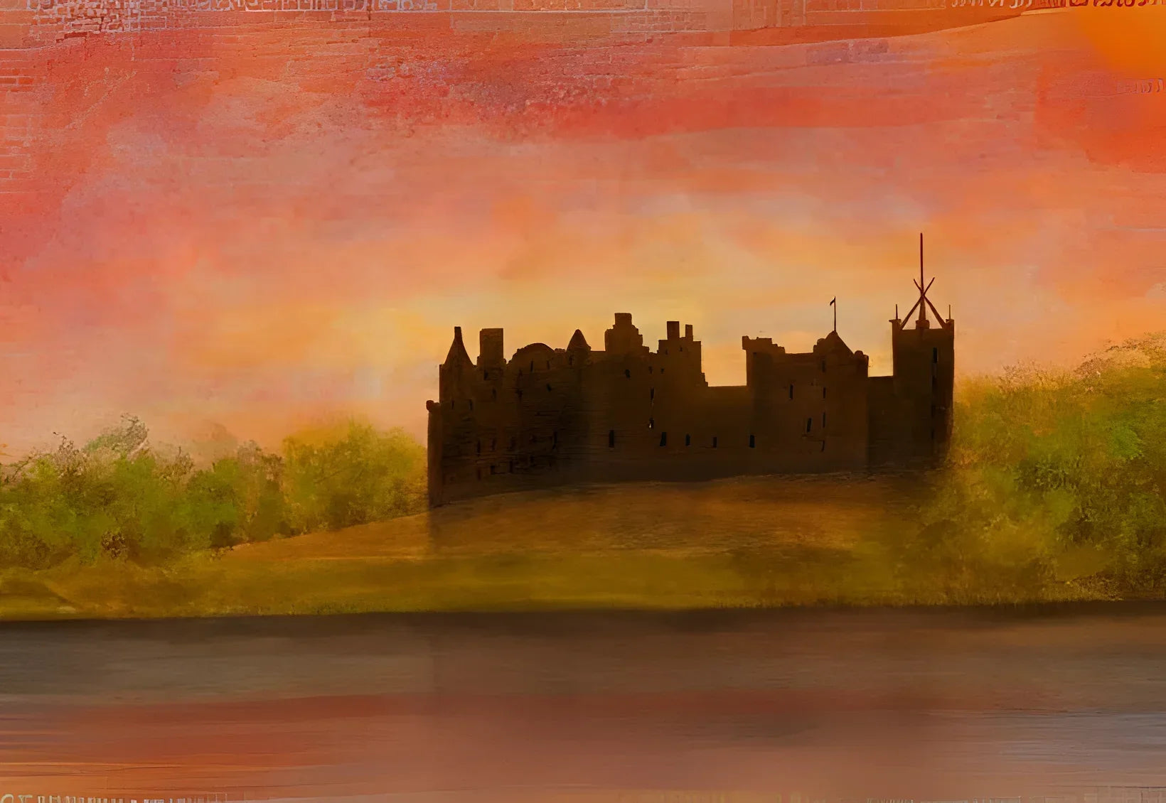 Linlithgow Palace Dusk Original Painting - Scottish Artist Historic & Iconic Art Gallery Scotland