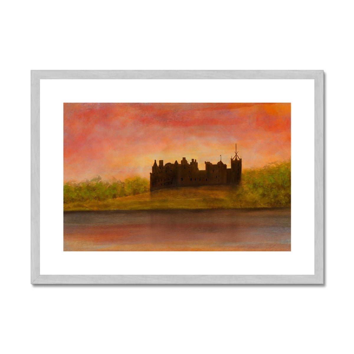 Linlithgow Palace Dusk Painting | Antique Framed & Mounted Prints From Scotland