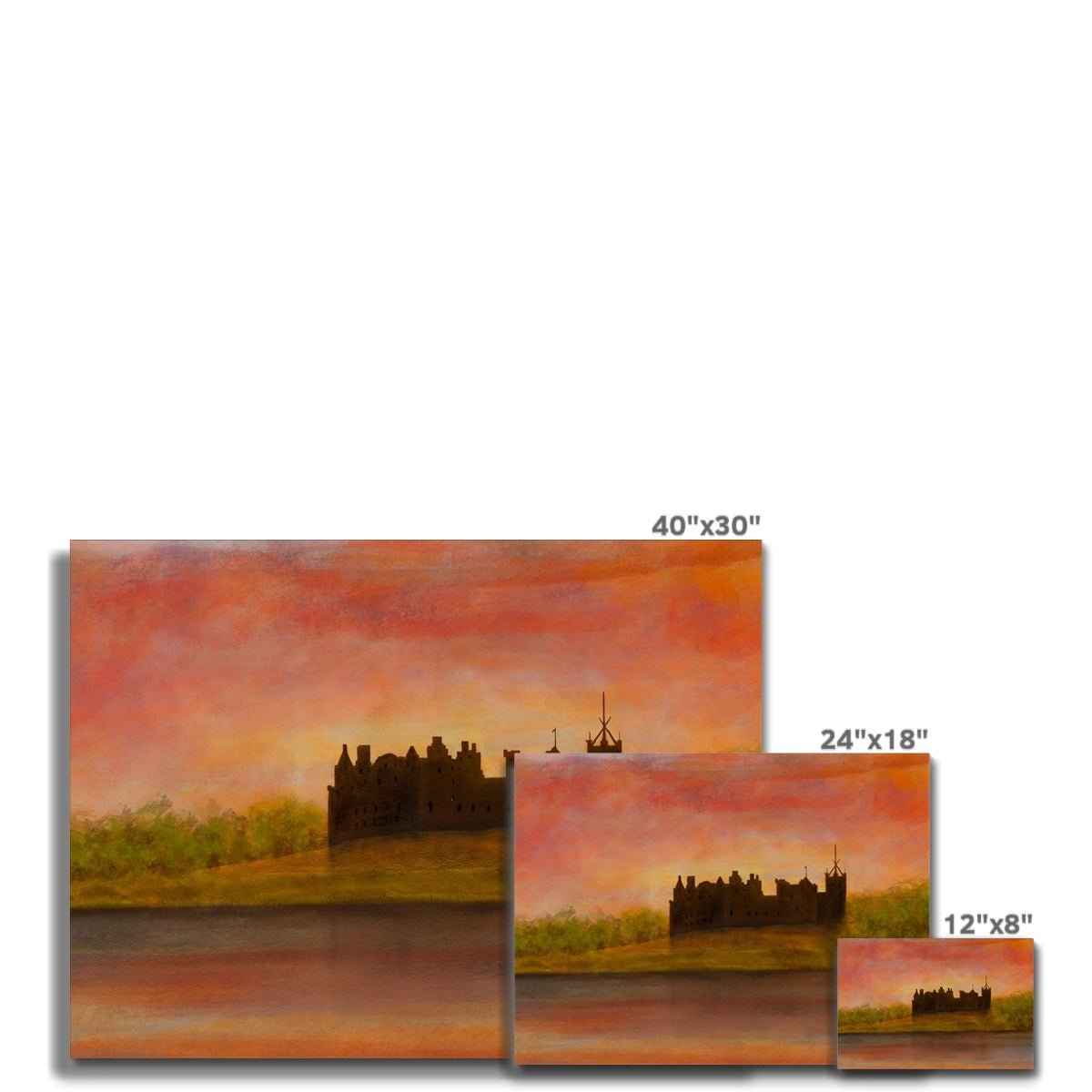 Linlithgow Palace Dusk Painting | Canvas From Scotland-Contemporary Stretched Canvas Prints-Historic & Iconic Scotland Art Gallery-Paintings, Prints, Homeware, Art Gifts From Scotland By Scottish Artist Kevin Hunter