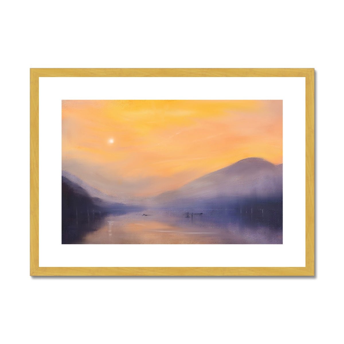 Loch Eck Dusk Painting | Antique Framed & Mounted Prints From Scotland