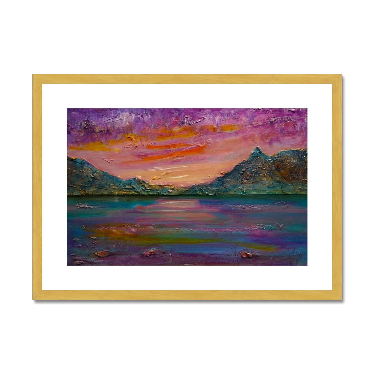 Loch Leven Sunset Antique Framed & Mounted Print - Glencoe Art Gallery Scotland Worldwide Shipping Paintings | Prints | Gifts