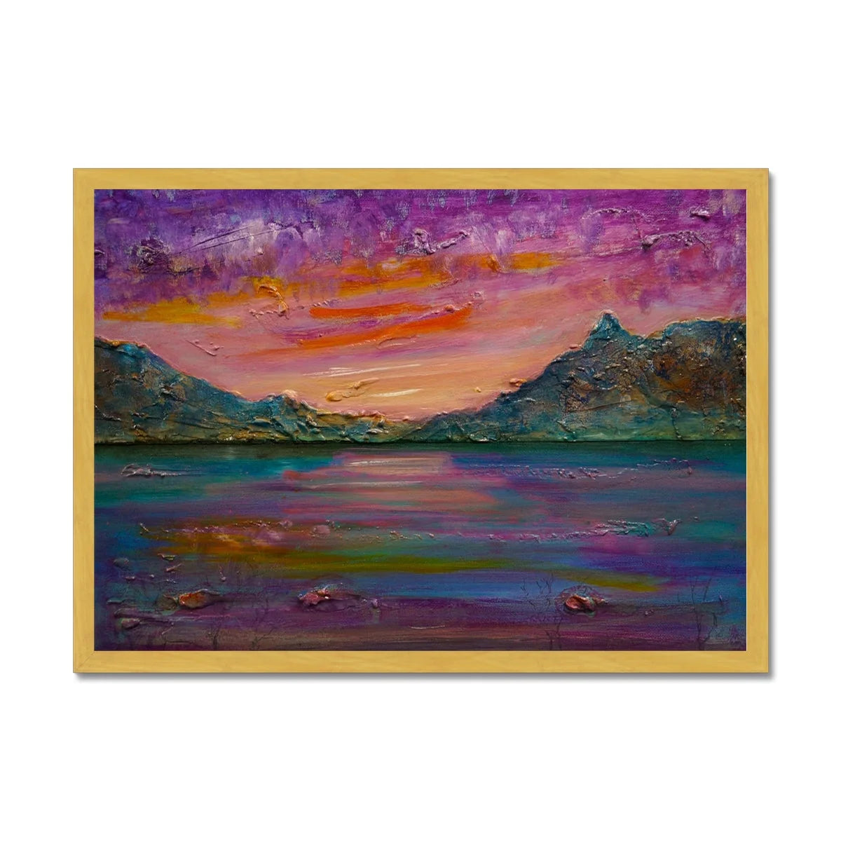 Loch Leven Sunset Antique Framed Print - Glencoe Art Gallery Scotland Worldwide Shipping Paintings | Prints | Gifts from by Scottish Artist