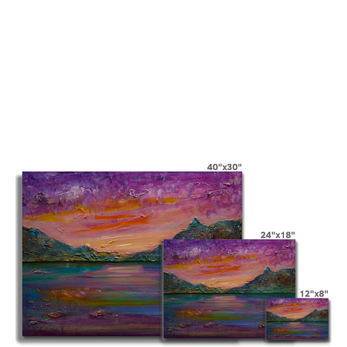 Loch Leven Sunset Canvas - Glencoe Art Gallery Scotland Worldwide Shipping Scottish Prints and Landscape Paintings by Artist Hunter