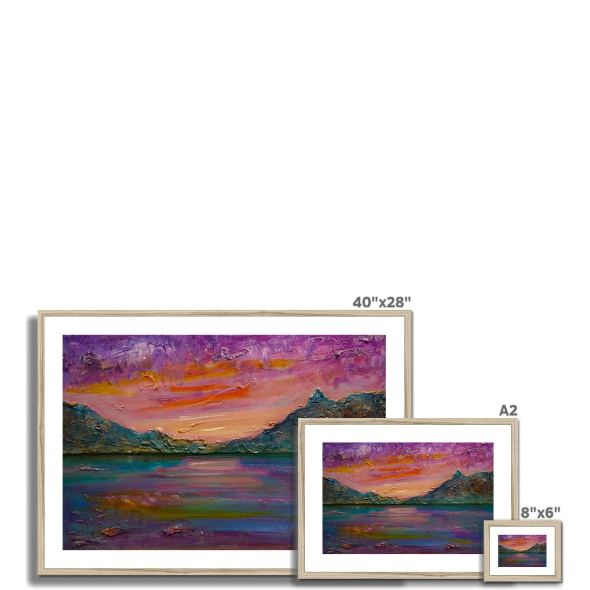 Loch Leven Sunset Framed & Mounted Print - Glencoe Art Gallery Scotland Worldwide Shipping Paintings | Prints | Gifts from by Scottish