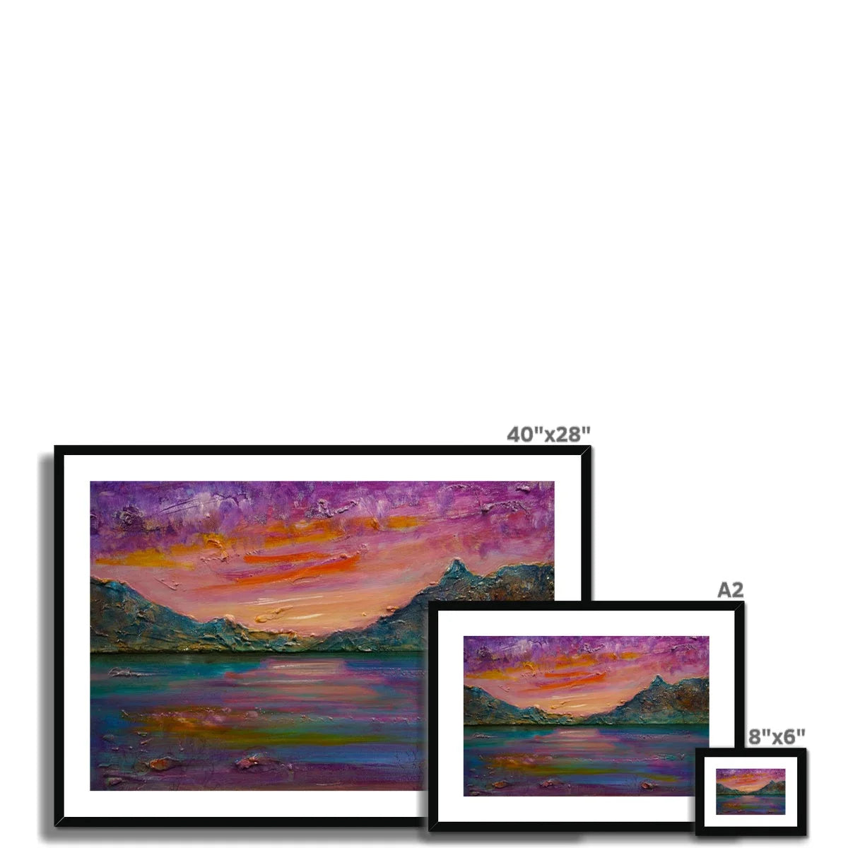 Loch Leven Sunset Framed & Mounted Print - Glencoe Art Gallery Scotland Worldwide Shipping Paintings | Prints | Gifts from by Scottish