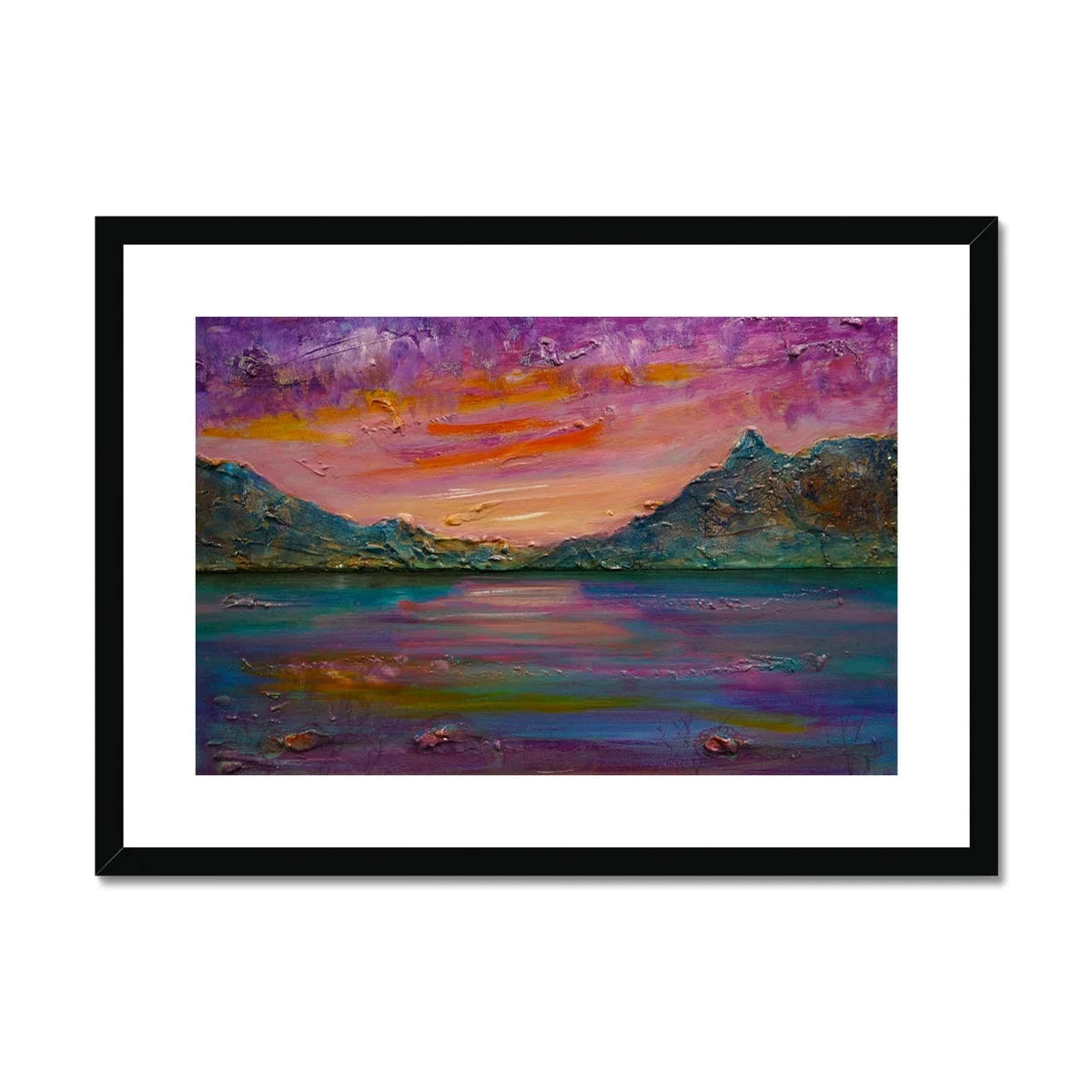 Loch Leven Sunset Framed & Mounted Print - Glencoe Art Gallery Scotland Worldwide Shipping Paintings | Prints | Gifts from by Scottish