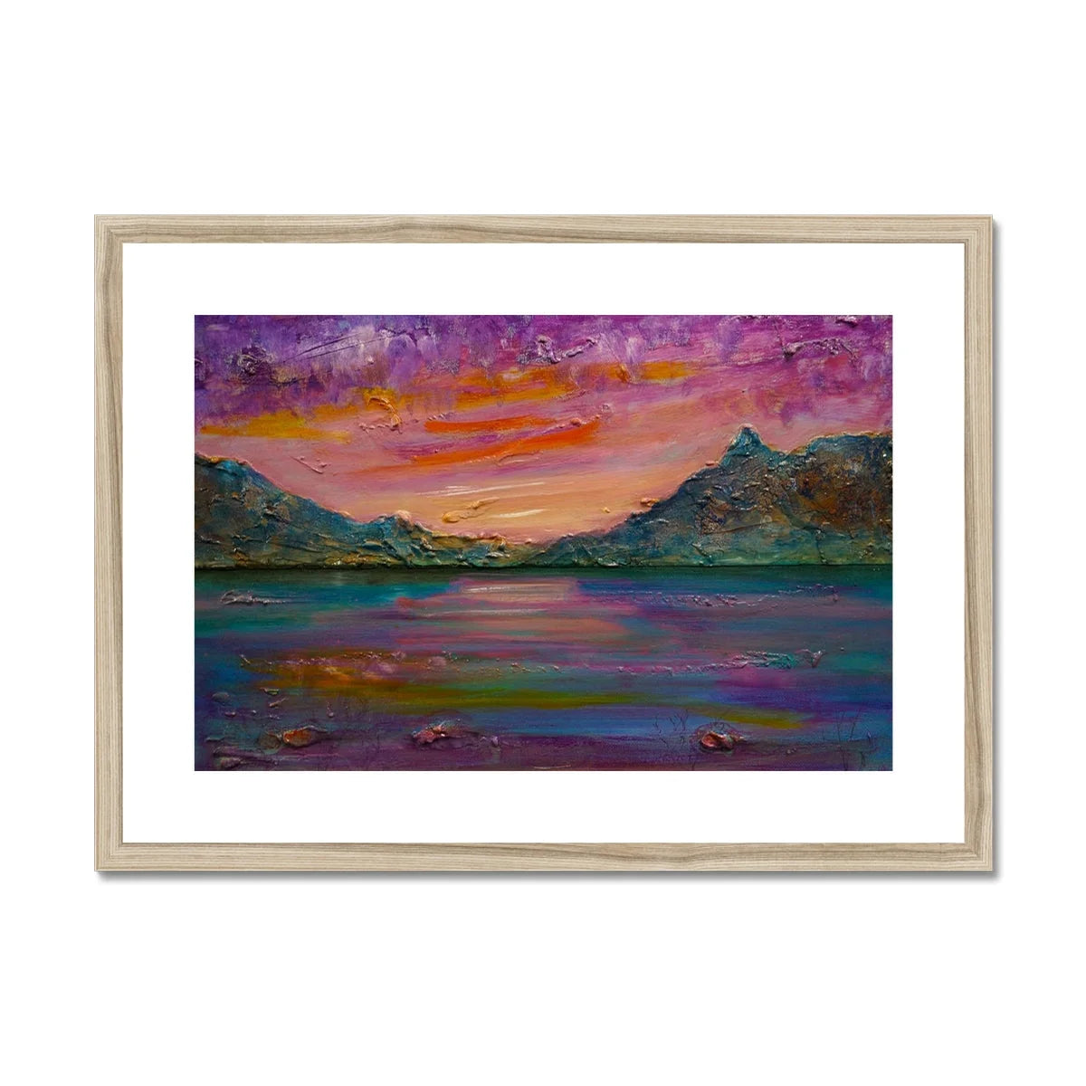 Loch Leven Sunset Framed & Mounted Print - Glencoe Art Gallery Scotland Worldwide Shipping Paintings | Prints | Gifts from by Scottish