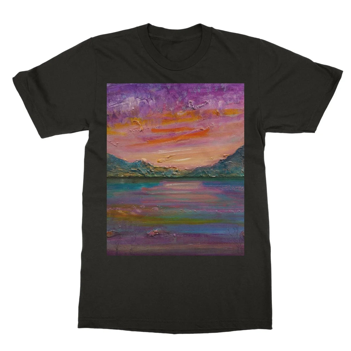 Loch Leven Sunset Softstyle T-shirt - Glencoe Art Gallery Scotland Worldwide Shipping Paintings | Prints | Gifts