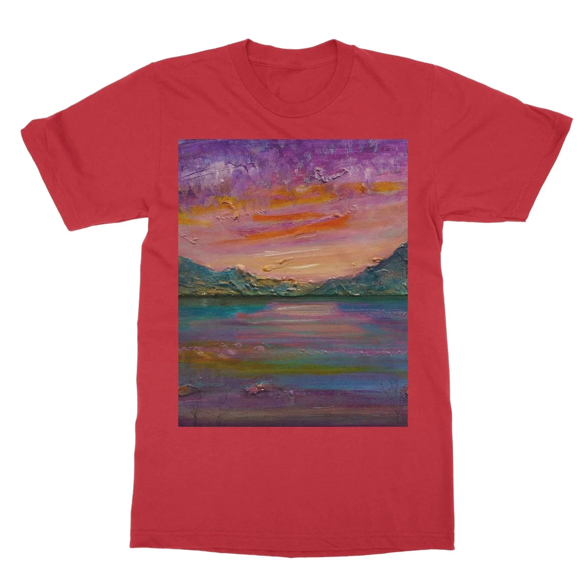 Loch Leven Sunset Softstyle T-shirt - Glencoe Art Gallery Scotland Worldwide Shipping Paintings | Prints | Gifts