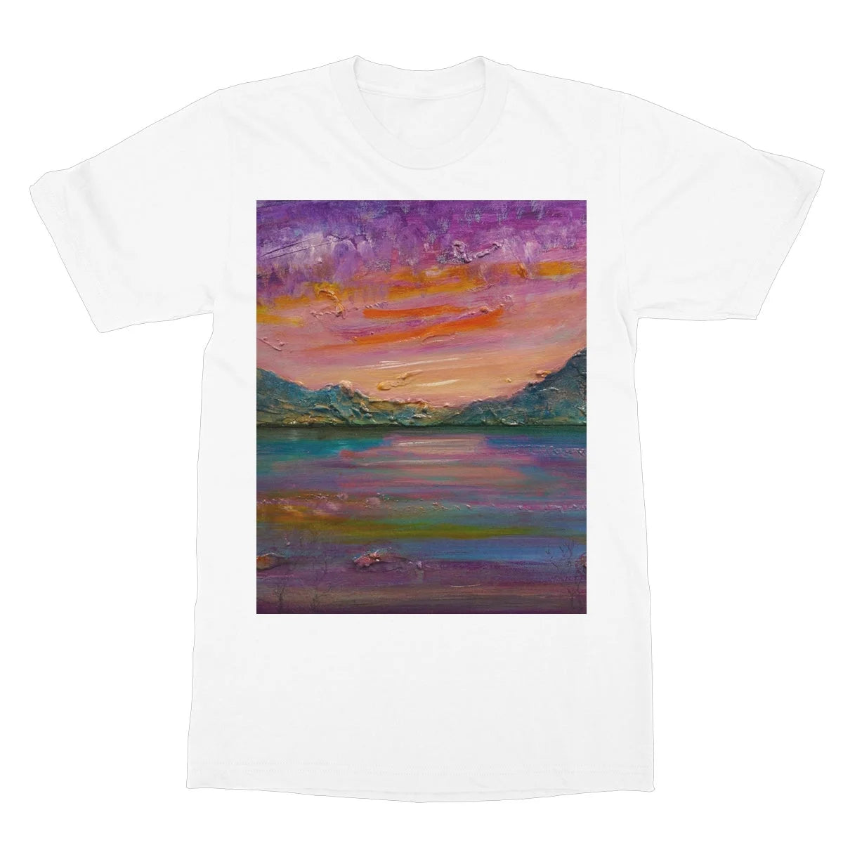 Loch Leven Sunset Softstyle T-shirt - Glencoe Art Gallery Scotland Worldwide Shipping Paintings | Prints | Gifts