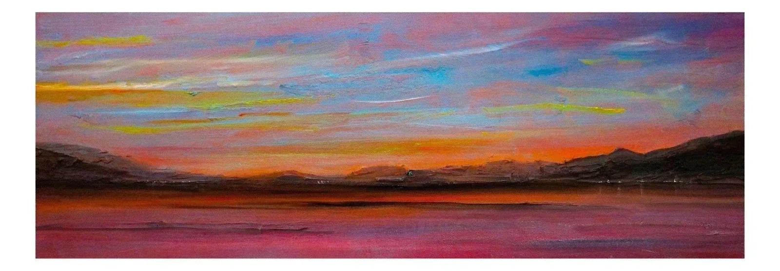 Loch Lomond Dusk Original Panoramic Painting - Scottish Artist Lochs & Mountains Art Gallery Scotland