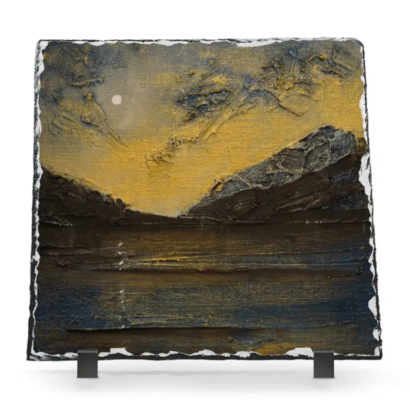 Kevin Hunter Scottish Slate Art Loch Lomond Moonlight
