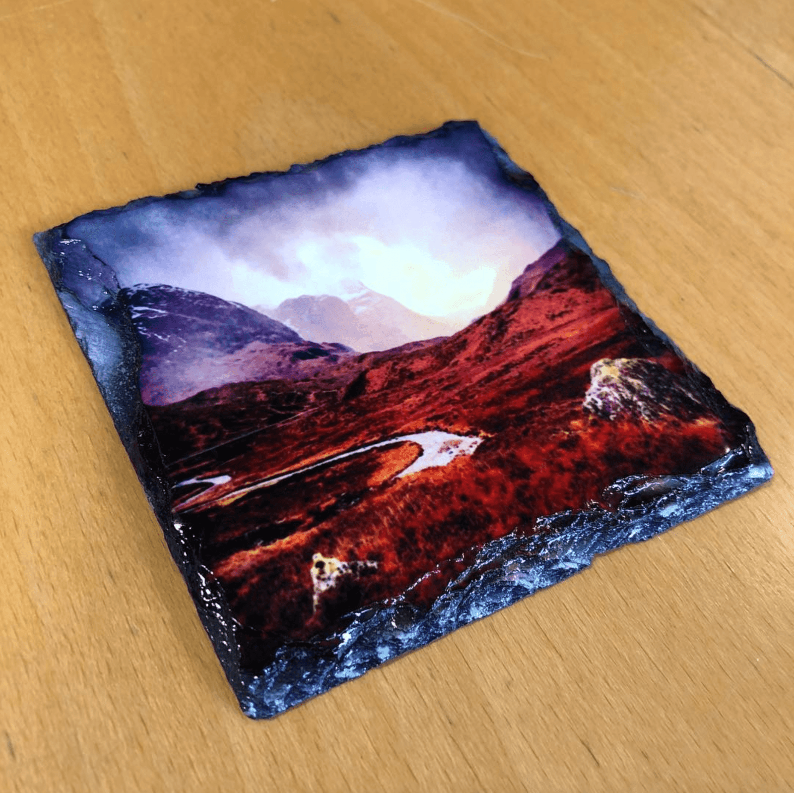 Loch Lomond Moonlight Slate Art-Slate Art-Scottish Lochs & Mountains Art Gallery-Paintings, Prints, Homeware, Art Gifts From Scotland By Scottish Artist Kevin Hunter