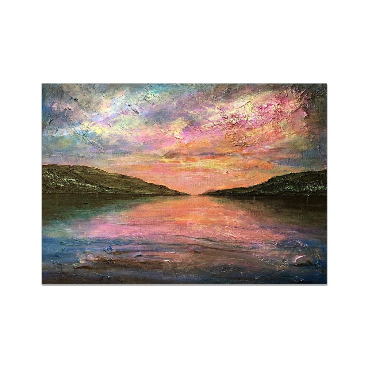 Loch Ness Dawn Painting | Fine Art Prints From Scotland-Unframed Prints-Scottish Lochs & Mountains Art Gallery-A2 Landscape-Paintings, Prints, Homeware, Art Gifts From Scotland By Scottish Artist Kevin Hunter