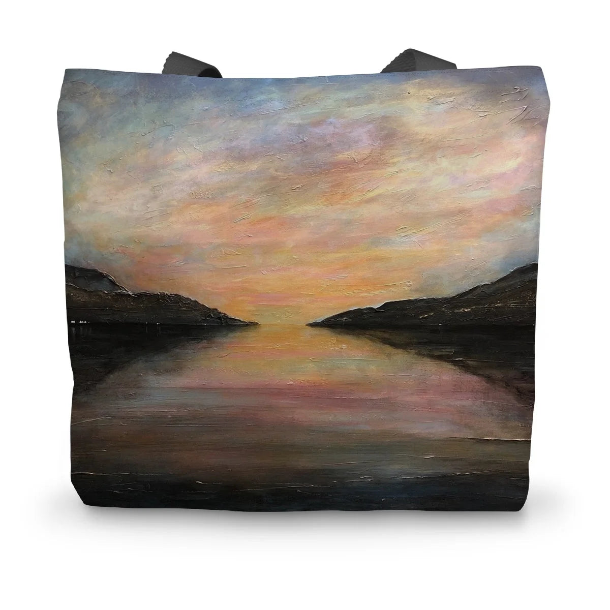 Loch Ness Glow Canvas Tote Bag - Lochs & Mountains Art Gallery Scotland Worldwide Shipping Scottish and Paintings Prints by Artist Hunter