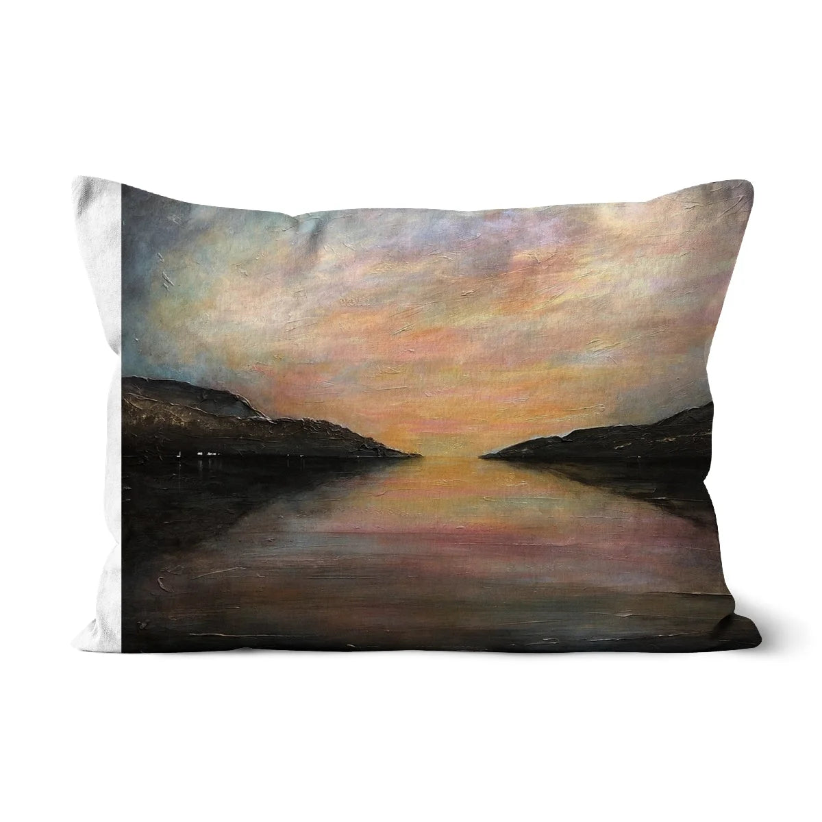 Loch Ness Glow Cushion - Lochs & Mountains Art Gallery Scotland Worldwide Shipping Scottish and Paintings Prints by Artist Hunter
