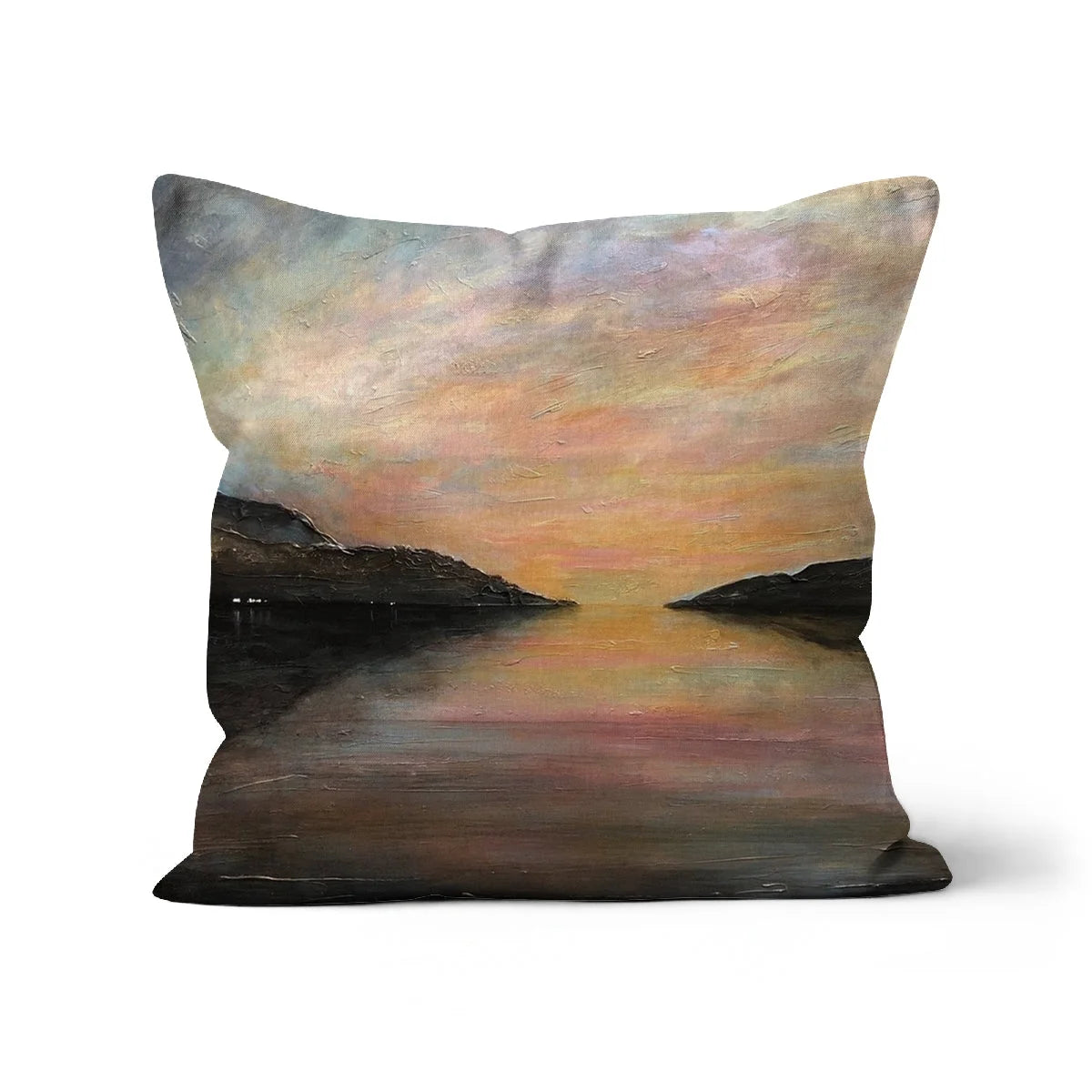 Loch Ness Glow Cushion - Lochs & Mountains Art Gallery Scotland Worldwide Shipping Scottish and Paintings Prints by Artist Hunter