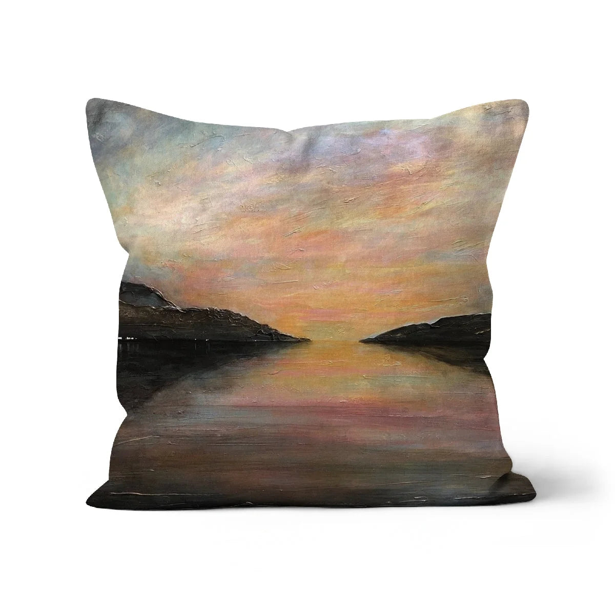 Loch Ness Glow Cushion - Lochs & Mountains Art Gallery Scotland Worldwide Shipping Scottish and Paintings Prints by Artist Hunter