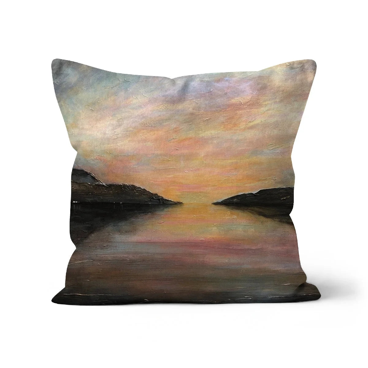Loch Ness Glow Cushion - Lochs & Mountains Art Gallery Scotland Worldwide Shipping Scottish and Paintings Prints by Artist Hunter