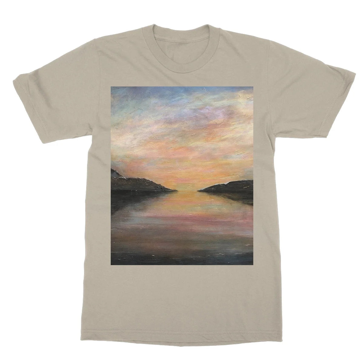 Loch Ness Glow Softstyle T-shirt - Lochs & Mountains Art Gallery Scotland Worldwide Shipping Scottish and Paintings Prints by Artist Hunter
