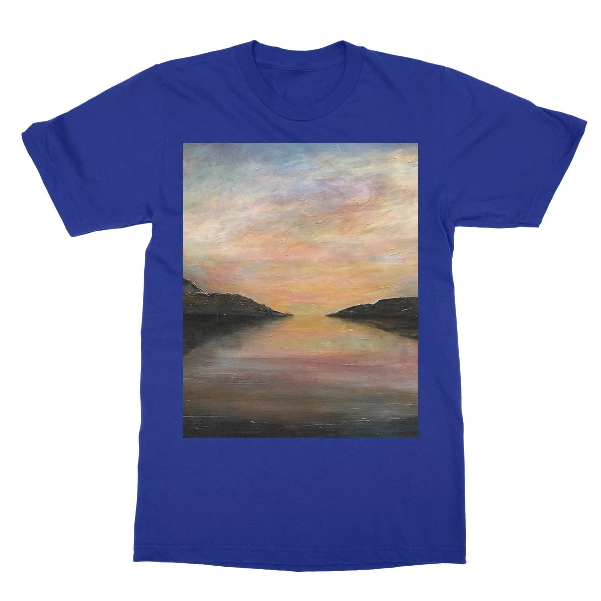 Loch Ness Glow Softstyle T-shirt - Lochs & Mountains Art Gallery Scotland Worldwide Shipping Scottish and Paintings Prints by Artist Hunter