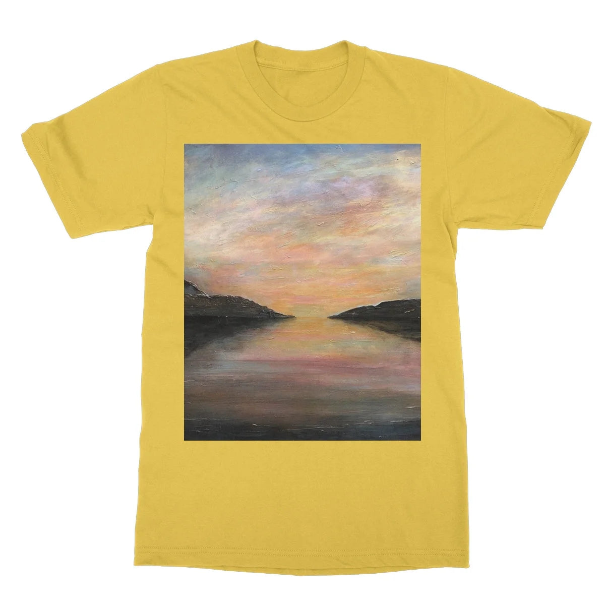 Loch Ness Glow Softstyle T-shirt - Lochs & Mountains Art Gallery Scotland Worldwide Shipping Scottish and Paintings Prints by Artist Hunter