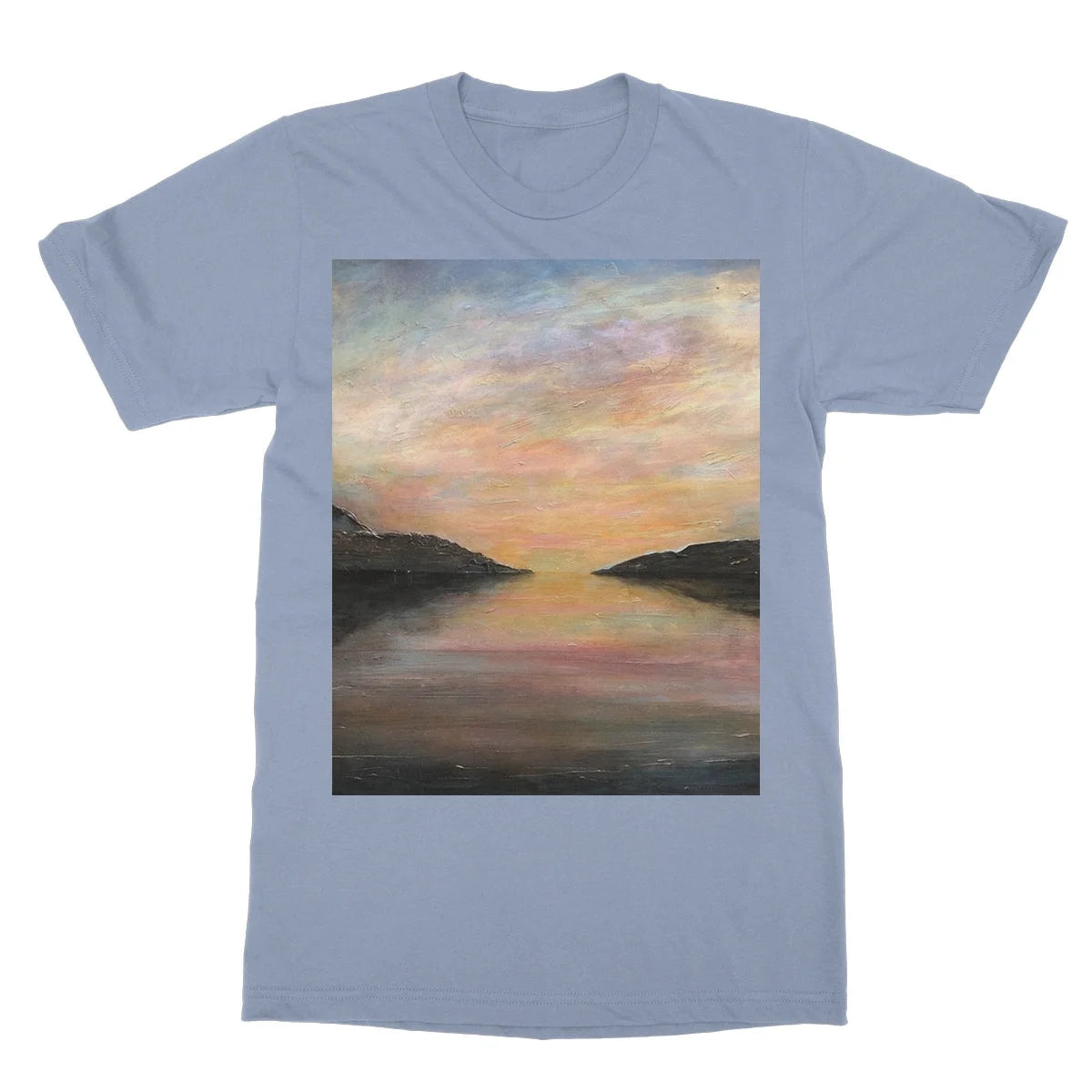 Loch Ness Glow Softstyle T-shirt - Lochs & Mountains Art Gallery Scotland Worldwide Shipping Scottish and Paintings Prints by Artist Hunter