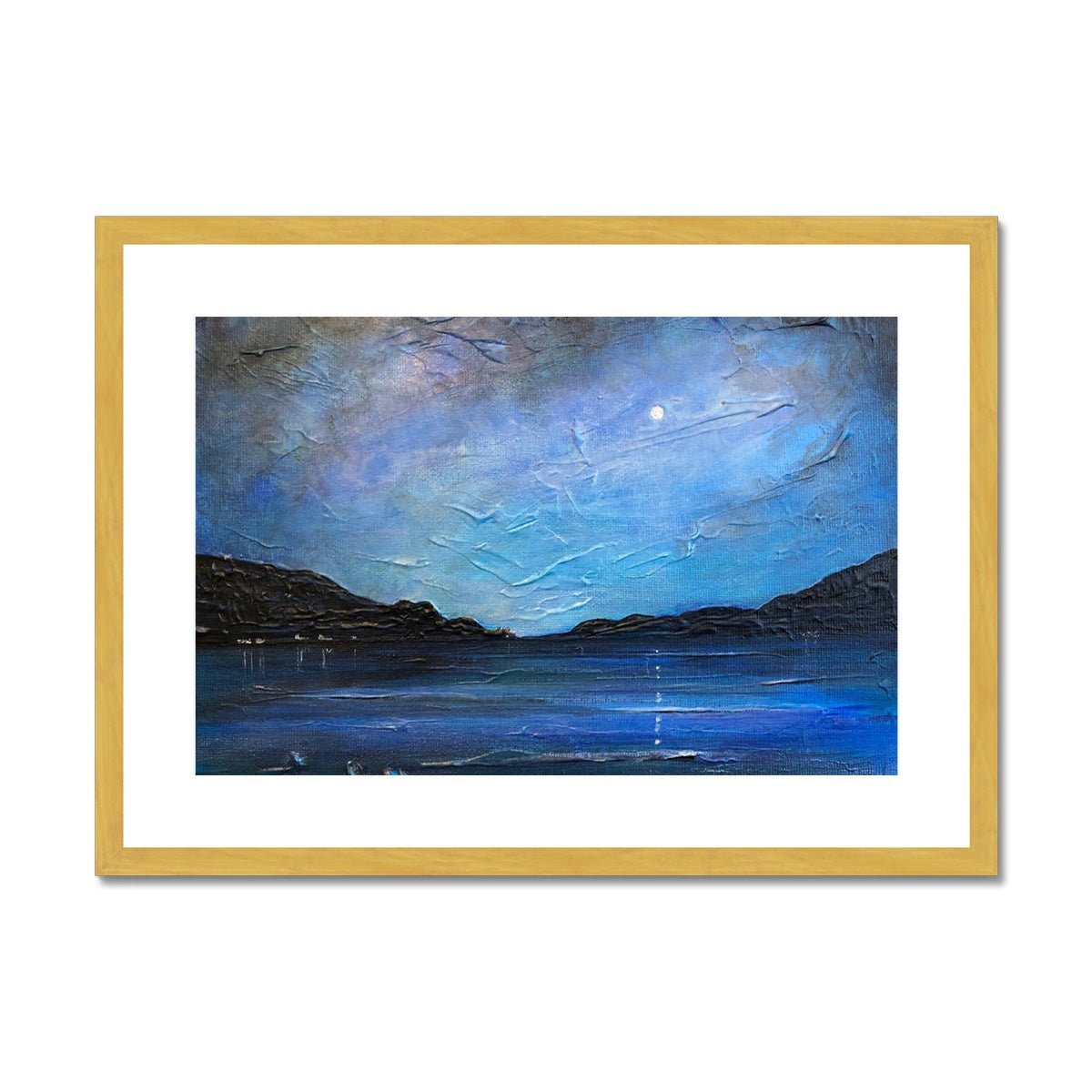 Loch Ness Moonlight Painting | Antique Framed & Mounted Prints From Scotland