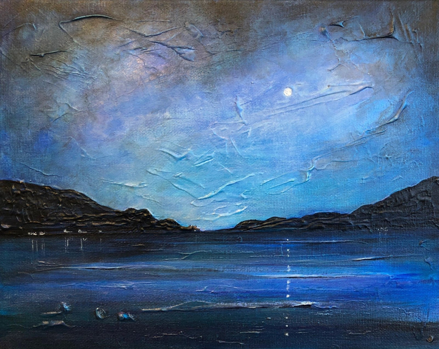 Loch Ness Moonlight Painting Fine Art Prints
