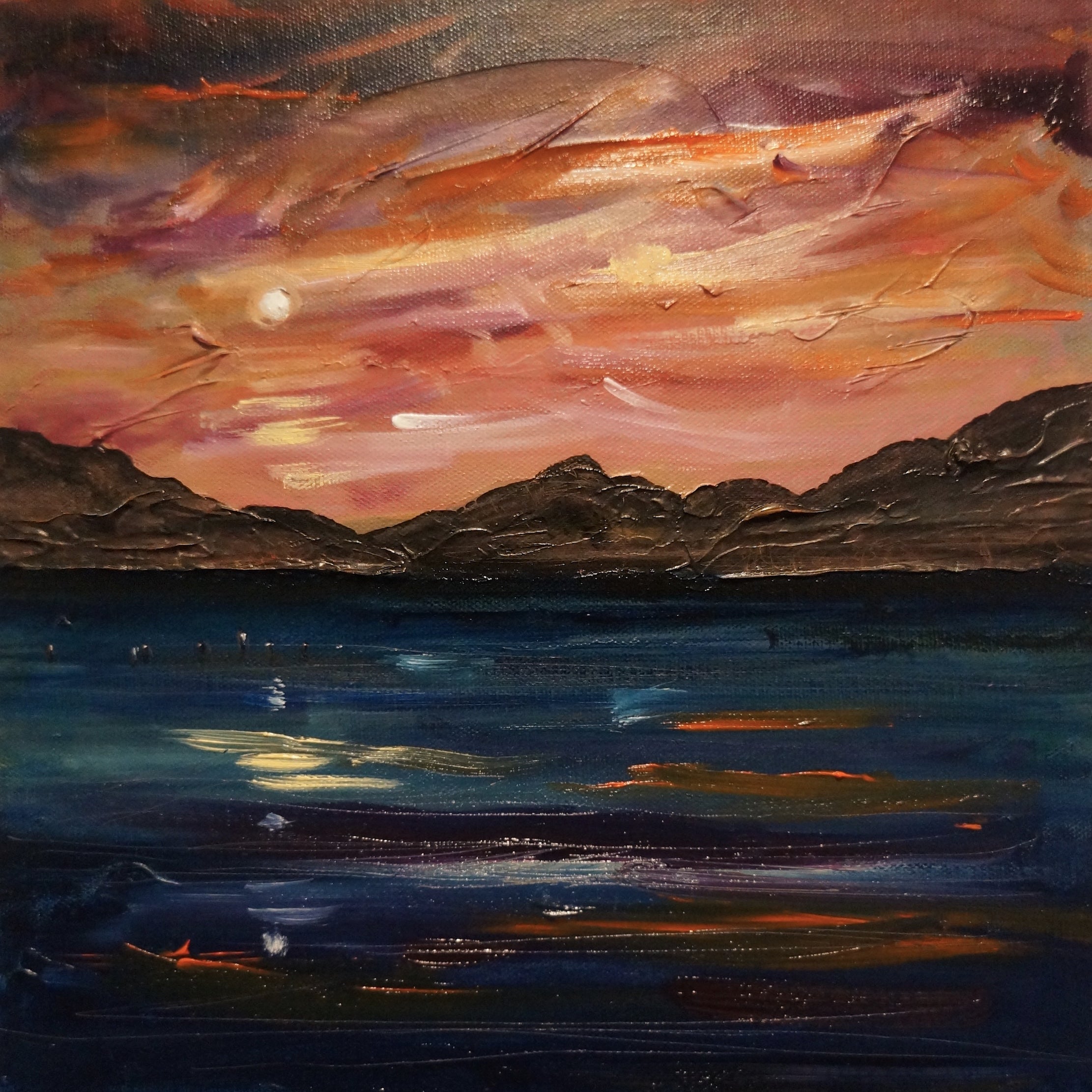 Loch Ness Moonset Scottish Landscape Painting
