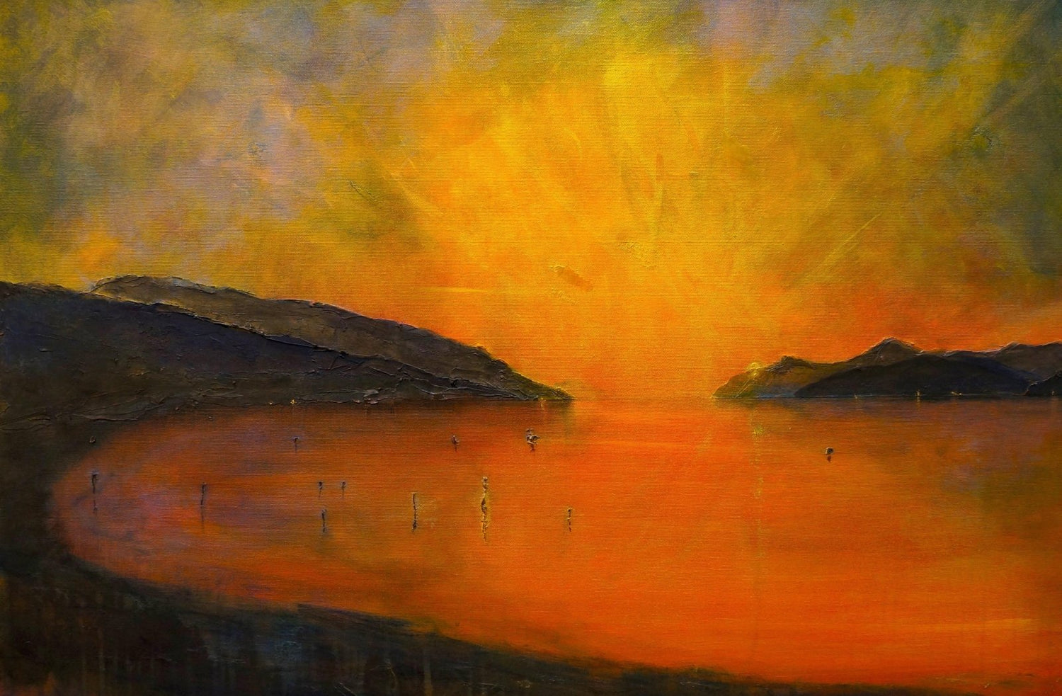 Loch Ness Sunset Painting Fine Art Prints
