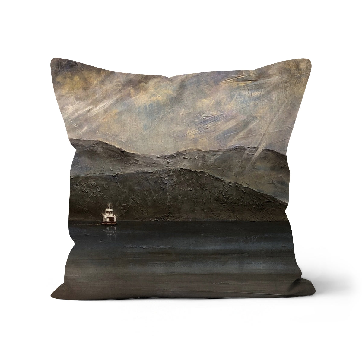 Lochranza Moonlit Ferry Arran Art Gifts Cushion