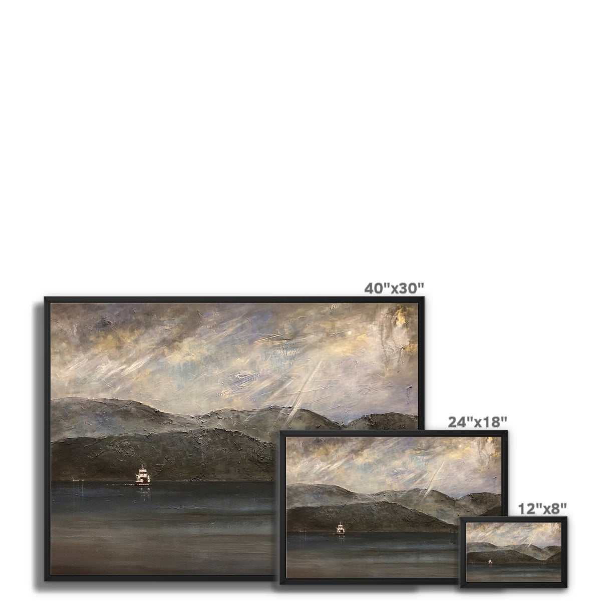 Lochranza Moonlit Ferry Framed Canvas
