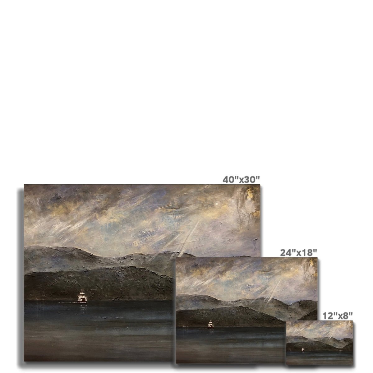 Lochranza Moonlit Ferry Painting | Canvas From Scotland