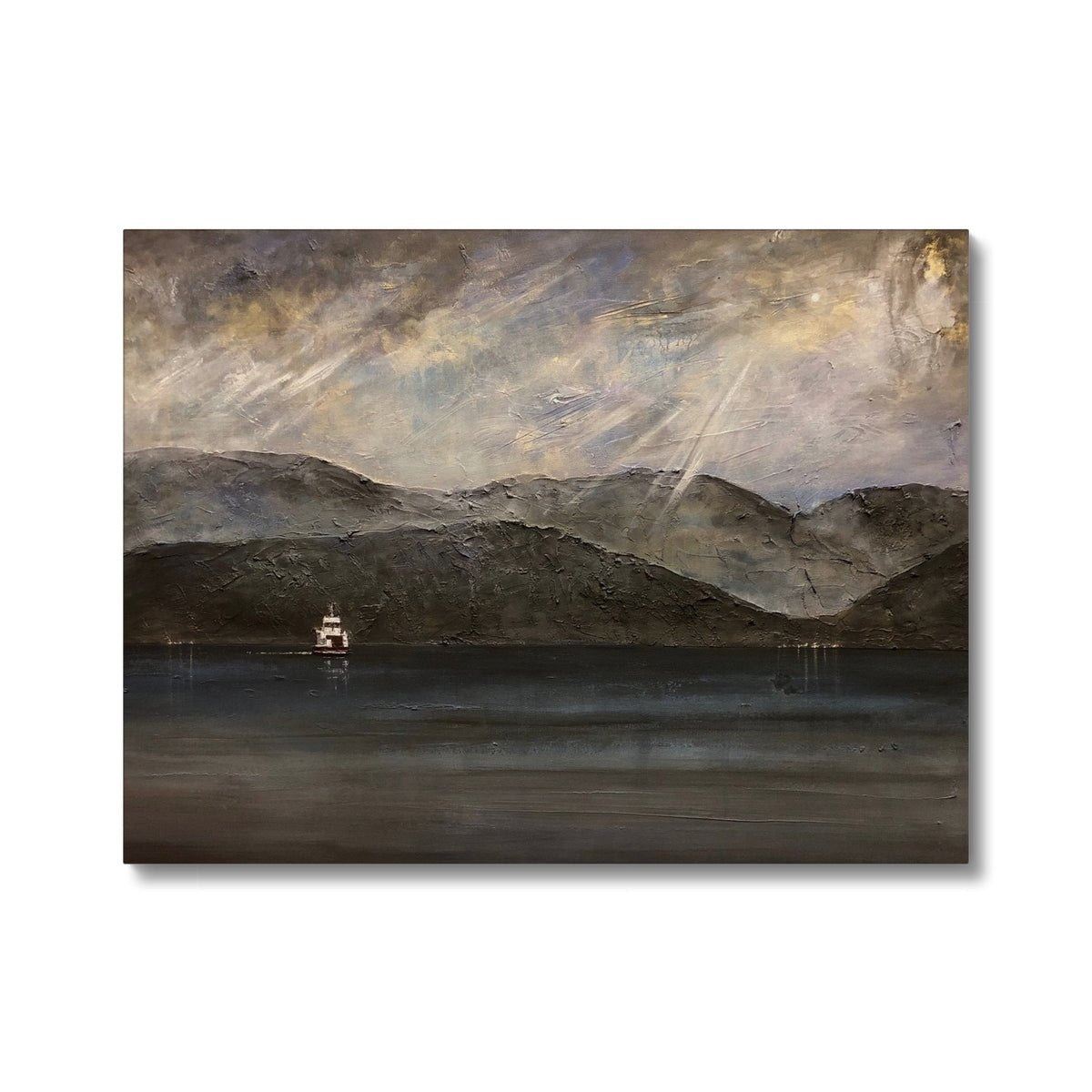 Lochranza Moonlit Ferry Painting | Canvas From Scotland