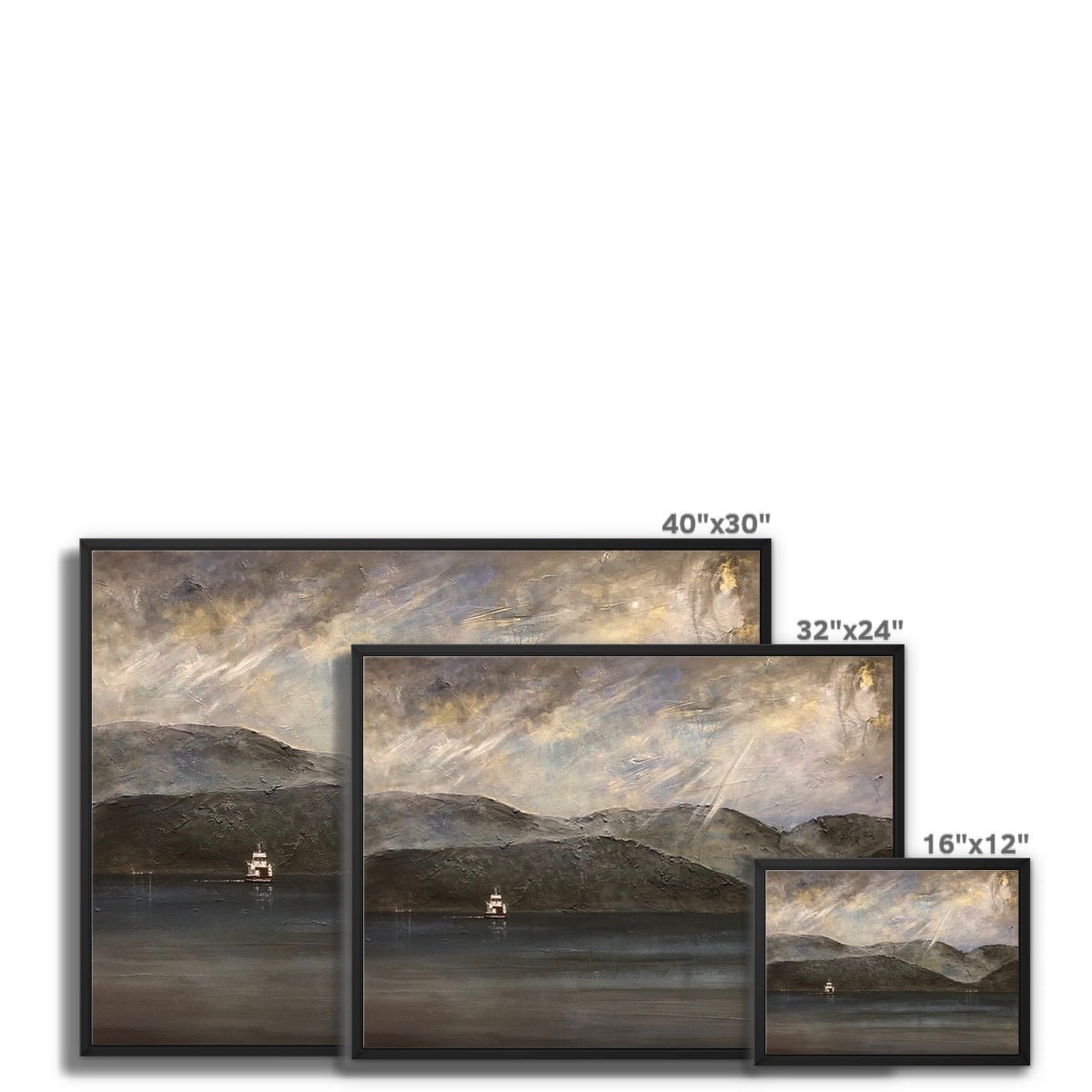 Lochranza Moonlit Ferry Painting | Framed Canvas From Scotland