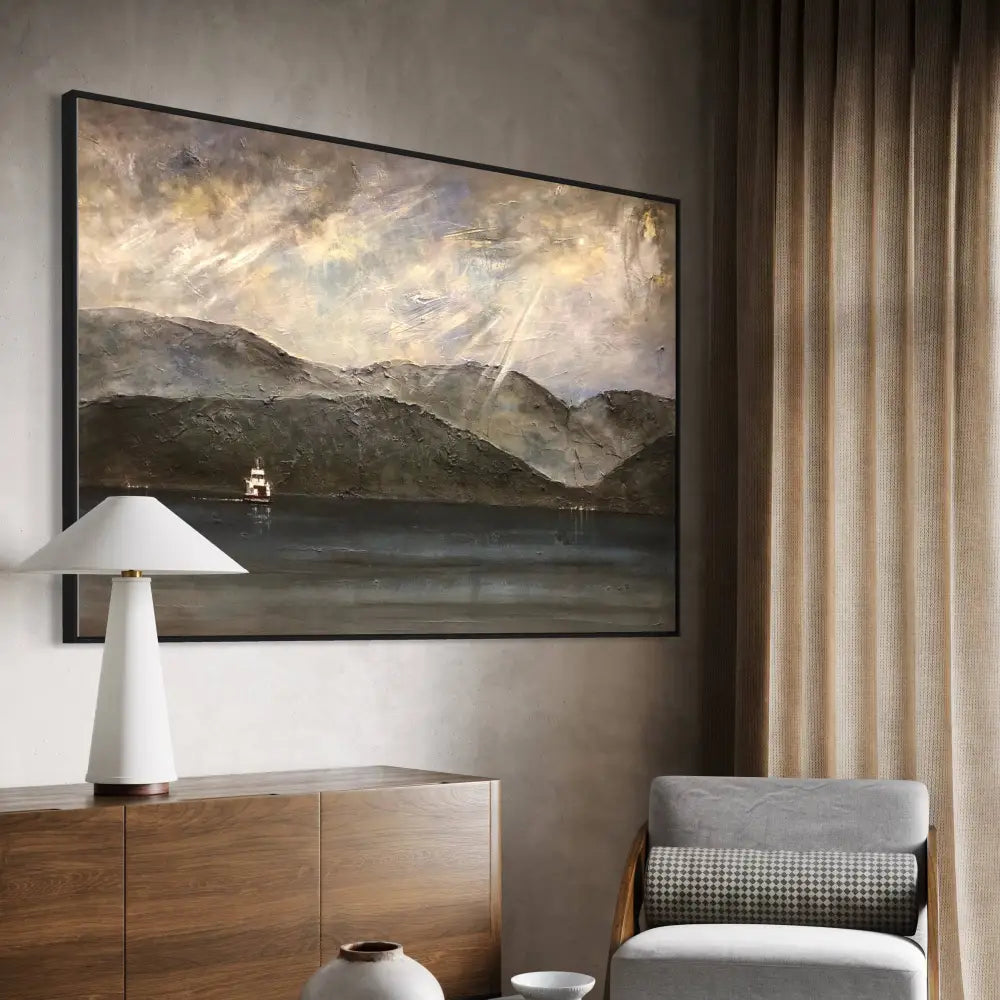 Lochranza Moonlit Ferry - Scottish Statement Interior Wall Art - Arran Gallery Scotland