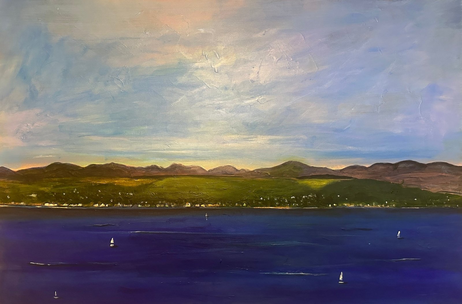 Looking From The Moorfoot Biggie-Signed Art Prints By Scottish Artist Hunter-River Clyde Art Gallery-Paintings, Prints, Homeware, Art Gifts From Scotland By Scottish Artist Kevin Hunter
