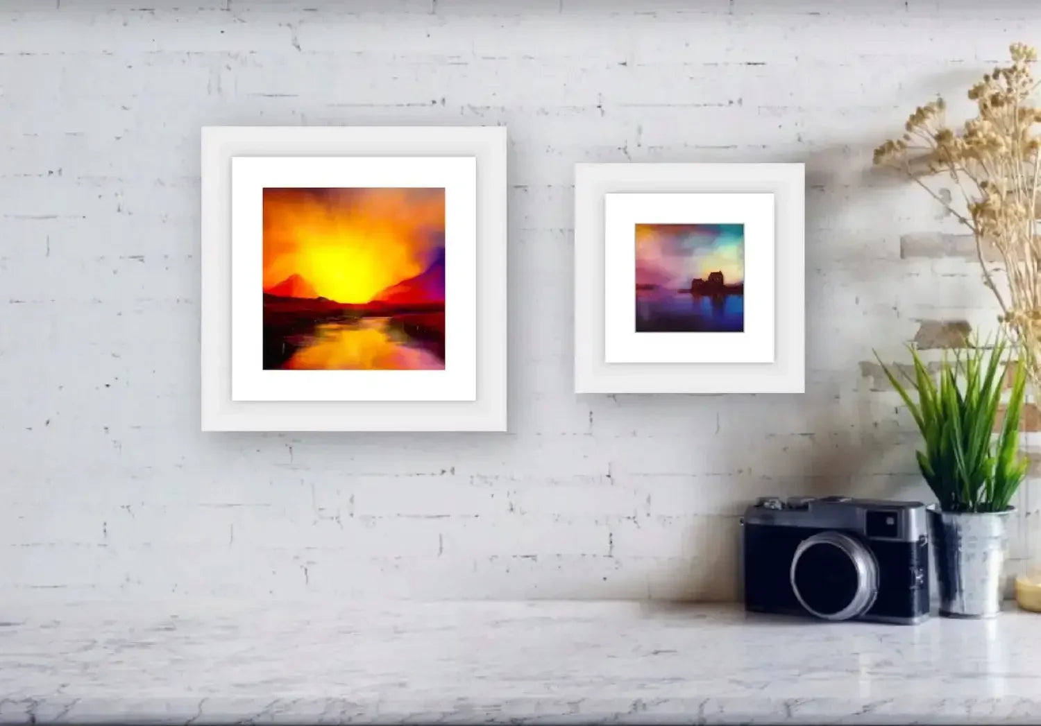 Looking from Lyle Hill | Scotland in your Pocket - River Clyde Art Gallery Worldwide Shipping Two Framed Abstract Scottish Landscape Prints