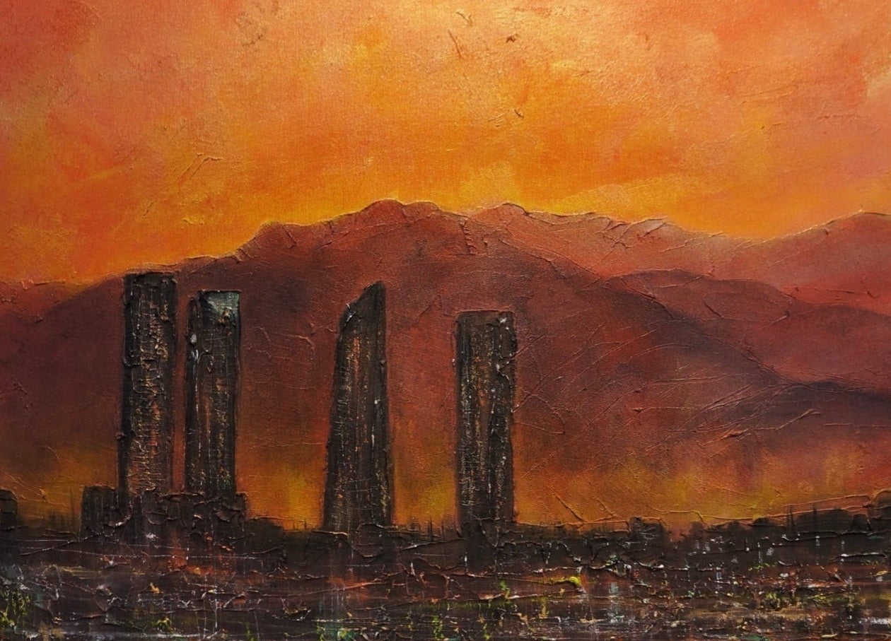 Impasto Madrid Dusk art print of ancient ruins showcasing vibrant dusk art prints