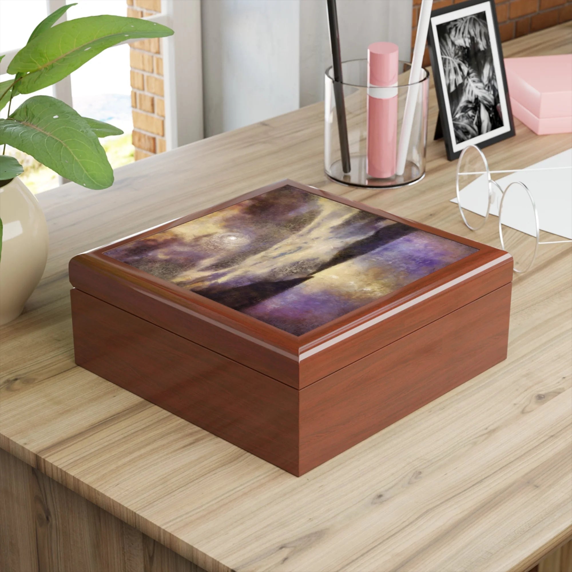Moonlight Meets Lewis & Harris | Art Jewellery Box | Scotland - Hebridean Islands Gallery Worldwide Shipping Rectangular Wooden Keepsake