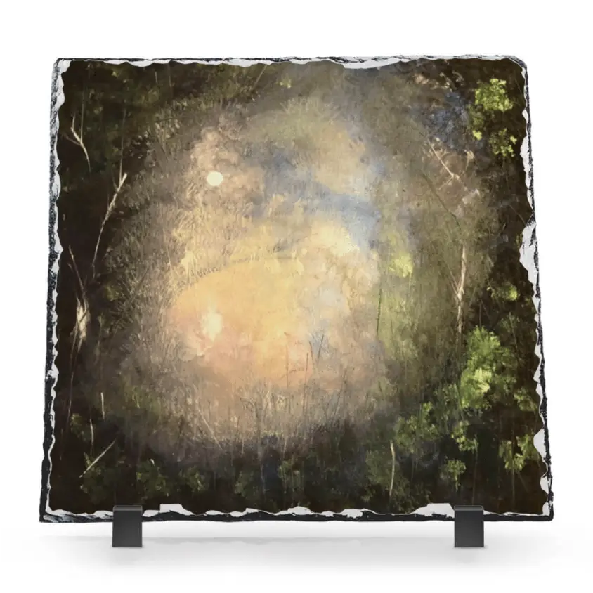 Scottish Slate Art by Kevin Hunter Moonlit Highland Wood