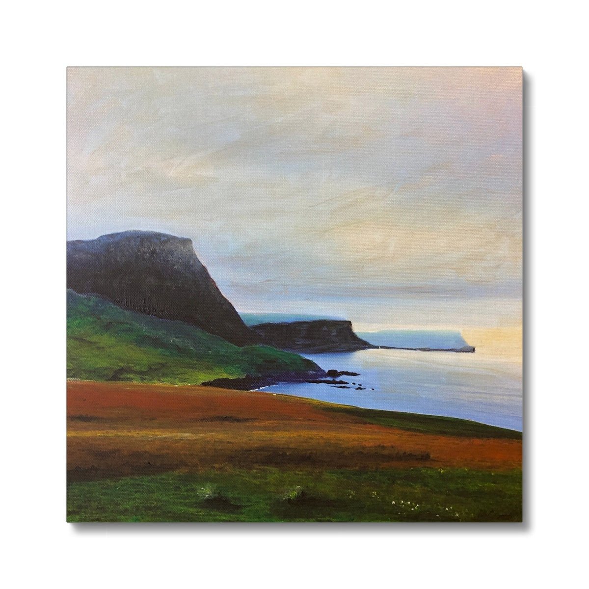 Neist Point Cliffs Skye Painting | Canvas From Scotland-Contemporary Stretched Canvas Prints-Skye Art Gallery-24"x24"-Paintings, Prints, Homeware, Art Gifts From Scotland By Scottish Artist Kevin Hunter