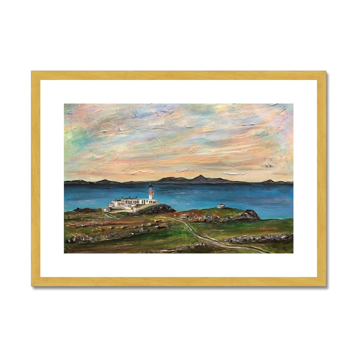 Neist Point Lighthouse Skye Antique Framed & Mounted Print