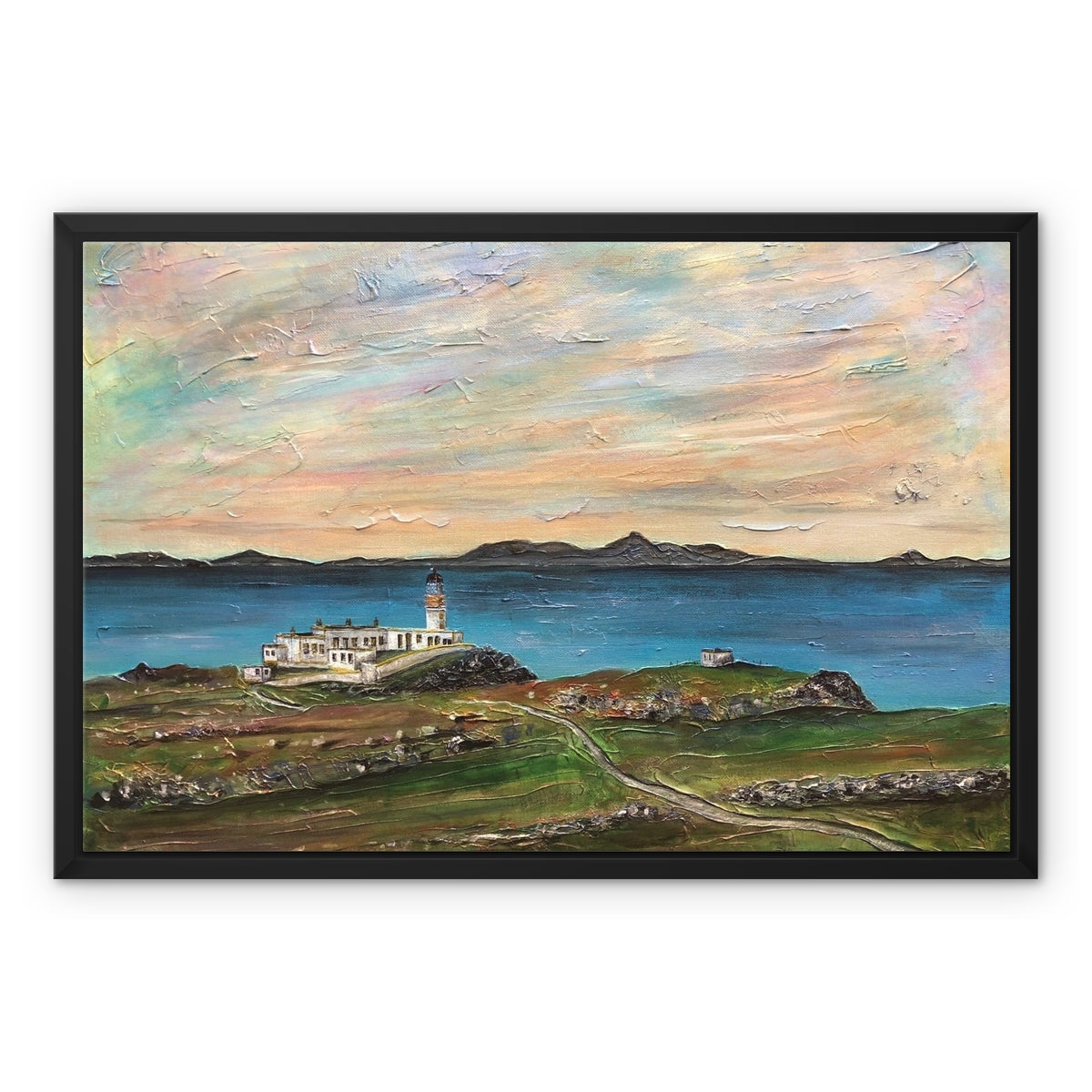 Neist Point Lighthouse Skye Framed Canvas