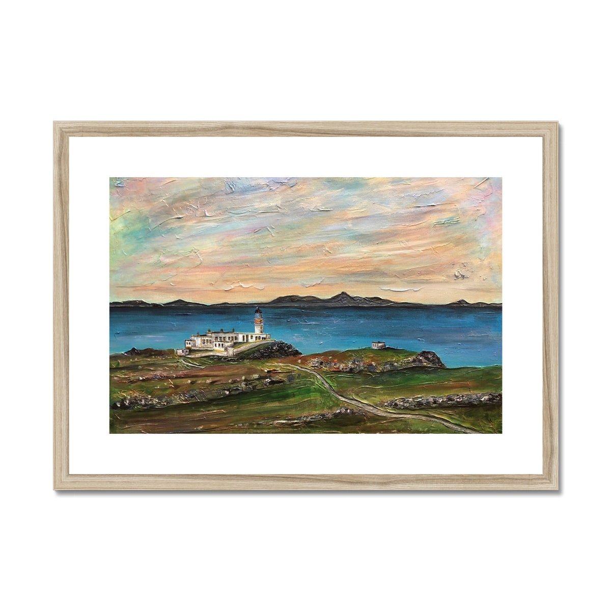 Neist Point Skye Painting | Framed & Mounted Prints From Scotland-Framed & Mounted Prints-Skye Art Gallery-A2 Landscape-Natural Frame-Paintings, Prints, Homeware, Art Gifts From Scotland By Scottish Artist Kevin Hunter