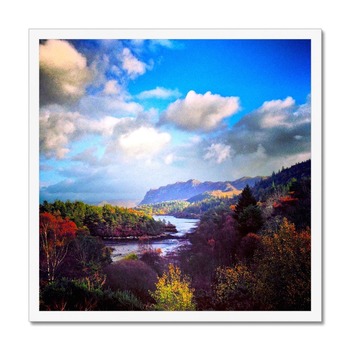 Plockton Scottish Highlands Painting | Framed Prints From Scotland-Framed Prints-Scottish Highlands & Lowlands Art Gallery-20"x20"-White Frame-Paintings, Prints, Homeware, Art Gifts From Scotland By Scottish Artist Kevin Hunter