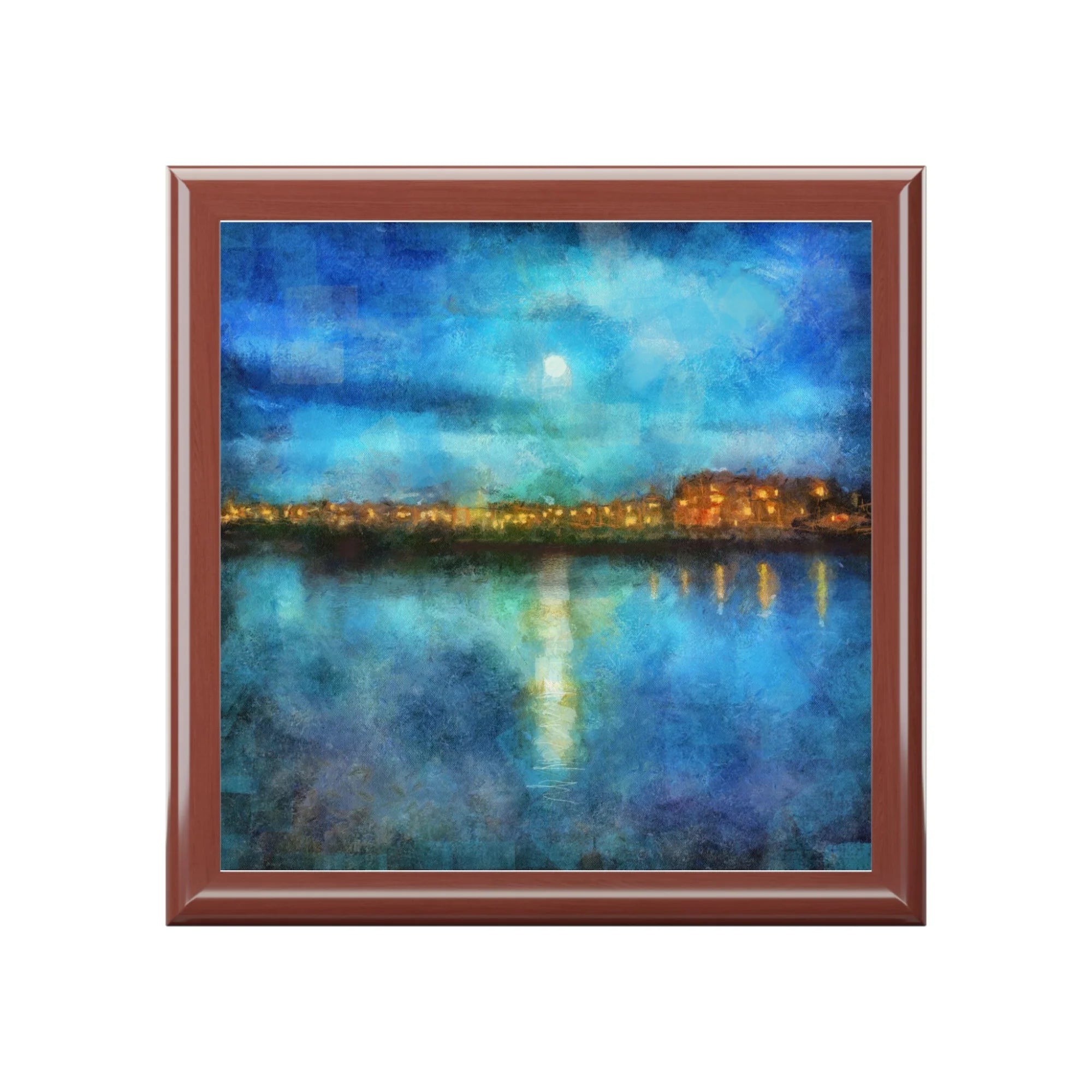 Portobello Moonlight | Art Jewellery Box | Scotland - Edinburgh & Glasgow Gallery Worldwide Shipping Framed Impressionistic Painting Hunter
